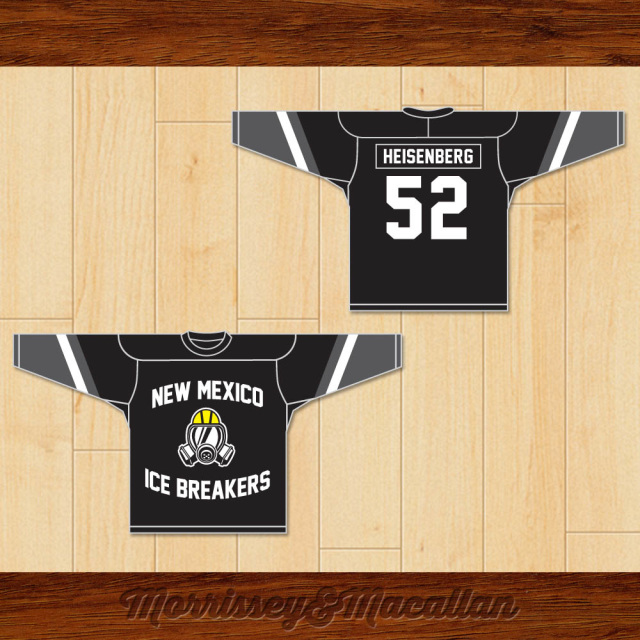 Stap maandag peddelen Walter White Heisenberg 52 New Mexico Ice Breakers Hockey Jersey by  Morrissey&Macallan